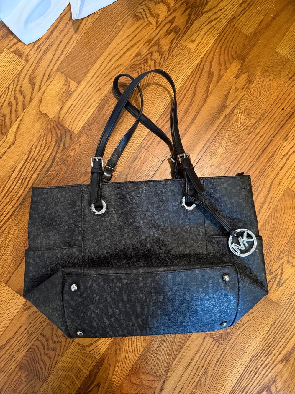 Michael Kors Black MK Logo Shoulder Tote